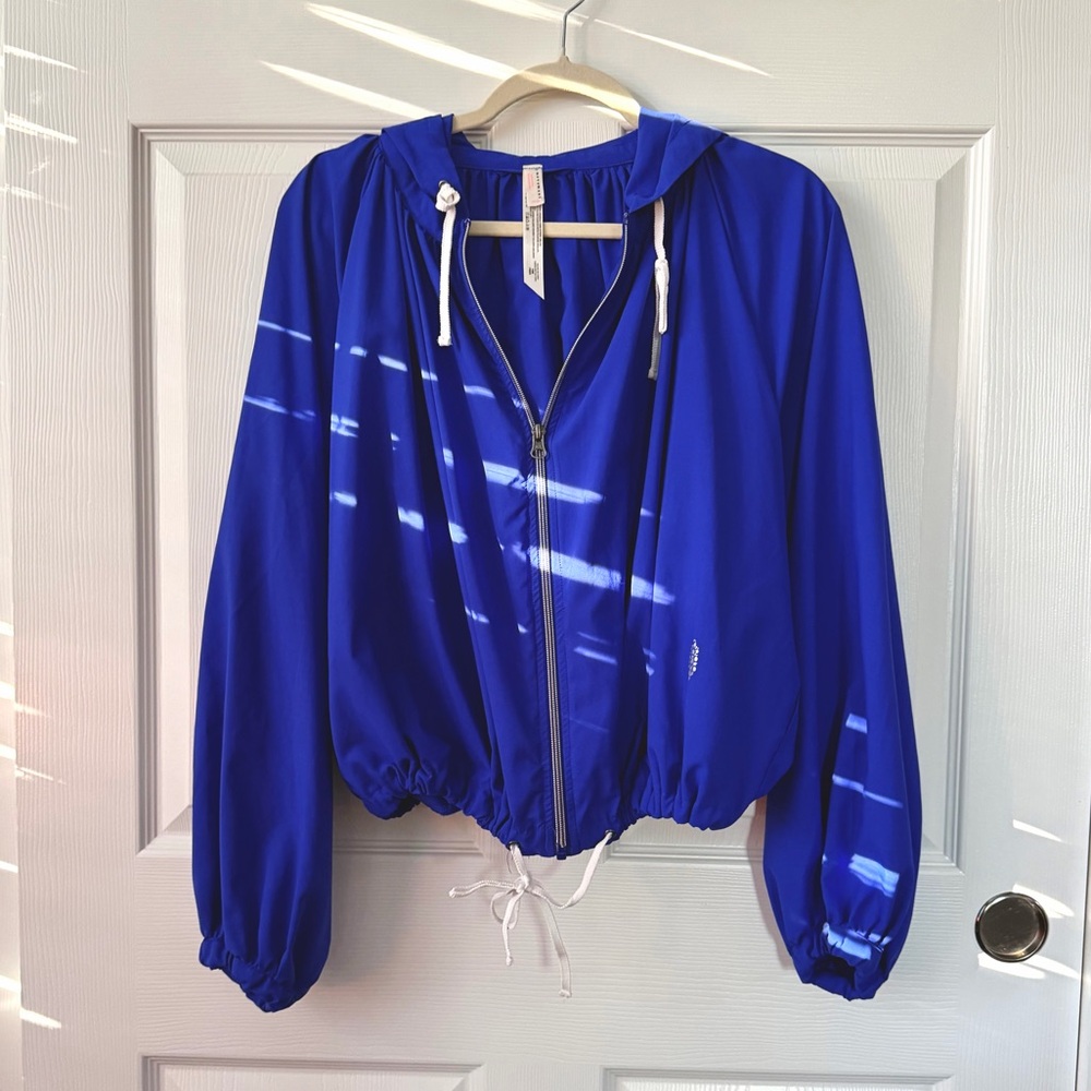Free People Royal Lightweight Blue Hooded Jacket
